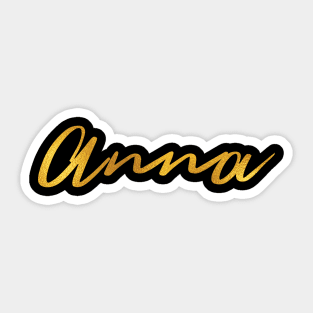 Anna Name Hand Lettering in Gold Letters Sticker